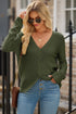 Lightweight Ribbed Knit Button Front V Neck Cardigan